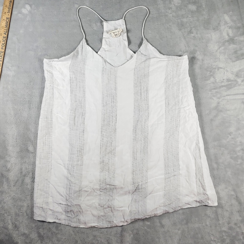 Style Rack Tank Top Womens Large White Striped Racerback Sleeveless Pullover